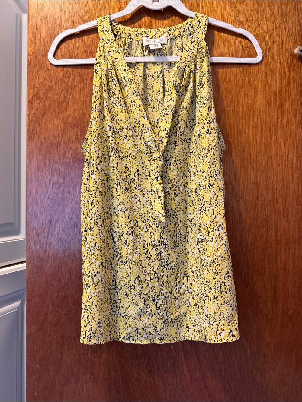 Rachel Zoe Yellow Speckled V-Neck Sleeveless Camisole with tie